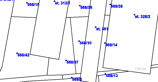 Parcela st. 568/10 v KÚ Vraný, Katastrální mapa