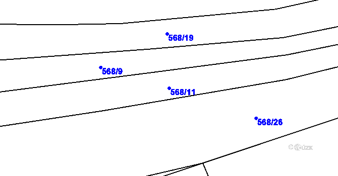 Parcela st. 568/11 v KÚ Vraný, Katastrální mapa