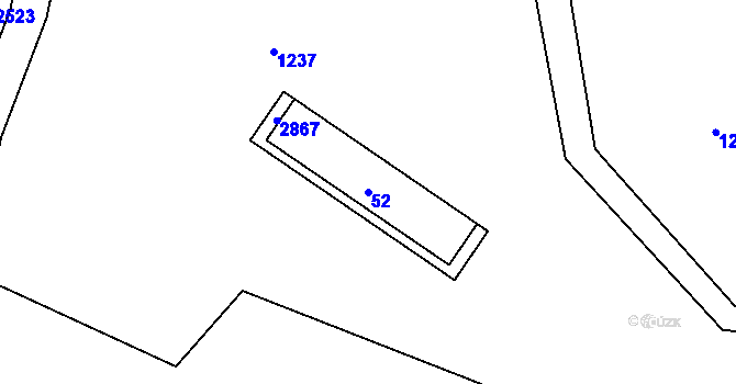 Parcela st. 52 v KÚ Mešovice, Katastrální mapa