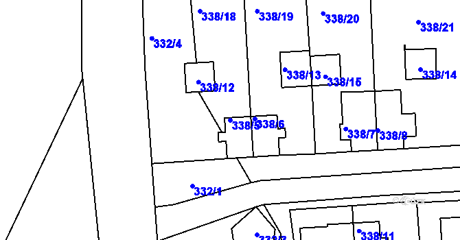 Parcela st. 338/5 v KÚ Vratěnín, Katastrální mapa