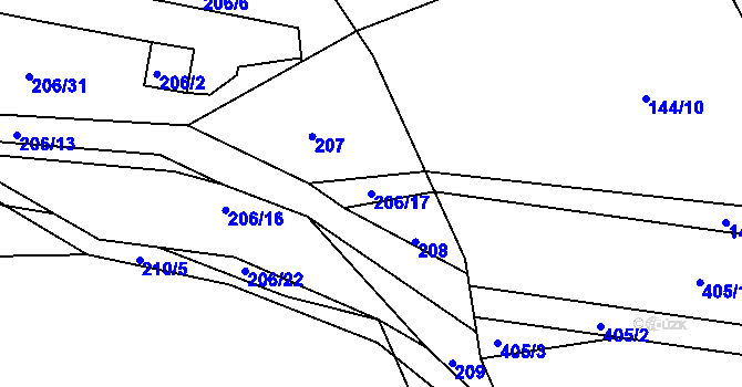 Parcela st. 206/17 v KÚ Vratíkov, Katastrální mapa