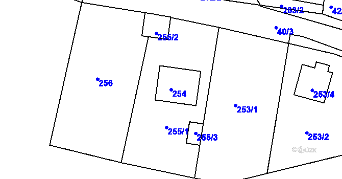 Parcela st. 254 v KÚ Vratíkov, Katastrální mapa