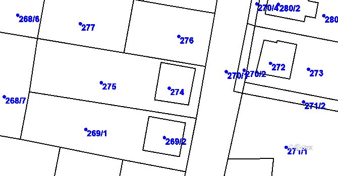 Parcela st. 274 v KÚ Vratíkov, Katastrální mapa
