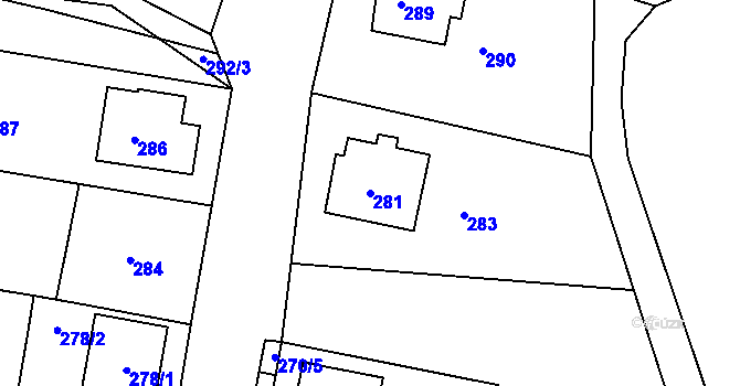 Parcela st. 281 v KÚ Vratíkov, Katastrální mapa