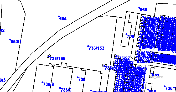 Parcela st. 736/153 v KÚ Vratimov, Katastrální mapa