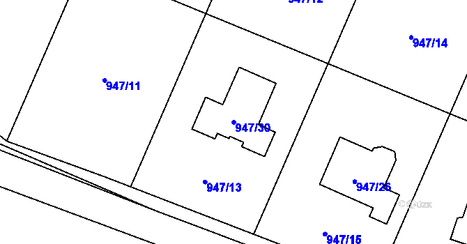 Parcela st. 947/30 v KÚ Vratimov, Katastrální mapa