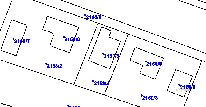 Parcela st. 2158/5 v KÚ Vratimov, Katastrální mapa