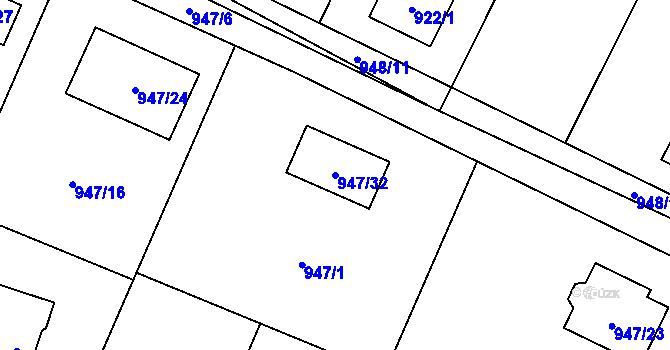 Parcela st. 947/32 v KÚ Vratimov, Katastrální mapa