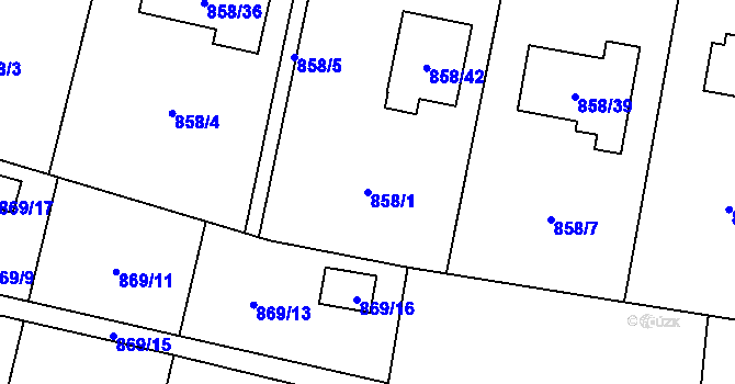 Parcela st. 858/1 v KÚ Vratimov, Katastrální mapa