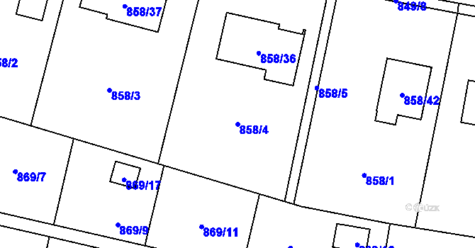 Parcela st. 858/4 v KÚ Vratimov, Katastrální mapa