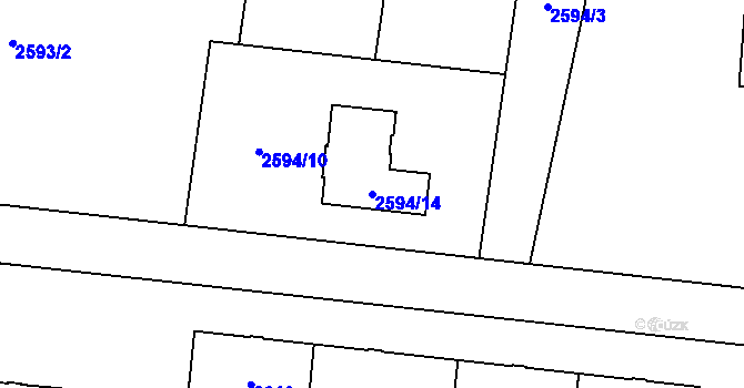 Parcela st. 2594/14 v KÚ Vratimov, Katastrální mapa