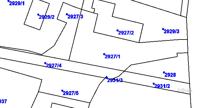 Parcela st. 2927/1 v KÚ Vratimov, Katastrální mapa