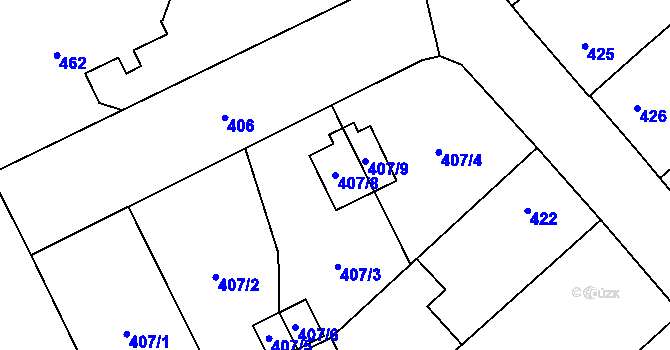 Parcela st. 407/8 v KÚ Vratimov, Katastrální mapa