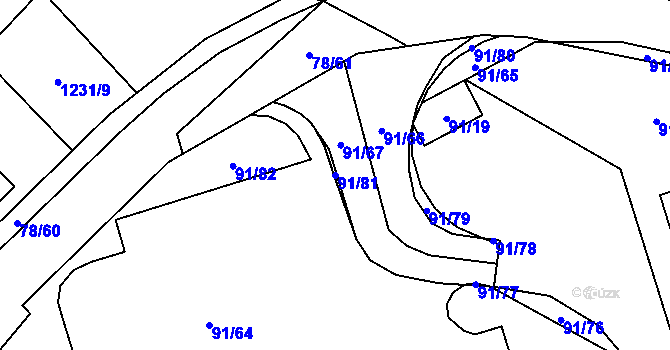 Parcela st. 91/81 v KÚ Vratimov, Katastrální mapa