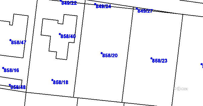 Parcela st. 858/20 v KÚ Vratimov, Katastrální mapa