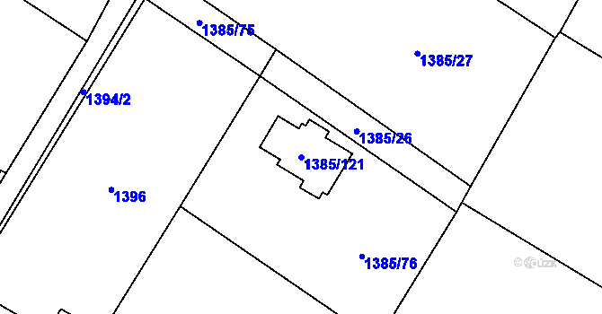 Parcela st. 1385/121 v KÚ Vratimov, Katastrální mapa