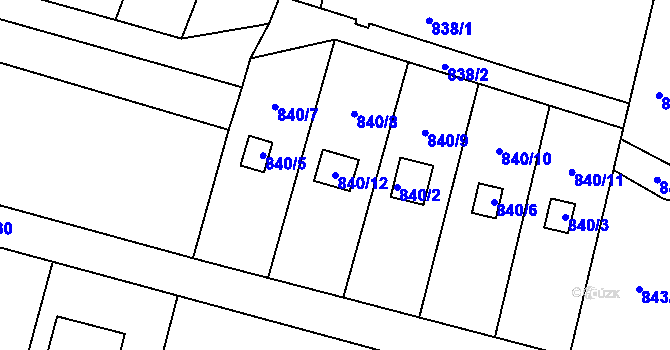Parcela st. 840/12 v KÚ Vratimov, Katastrální mapa