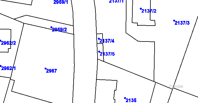Parcela st. 2137/5 v KÚ Vratimov, Katastrální mapa