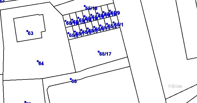 Parcela st. 65/17 v KÚ Vratimov, Katastrální mapa