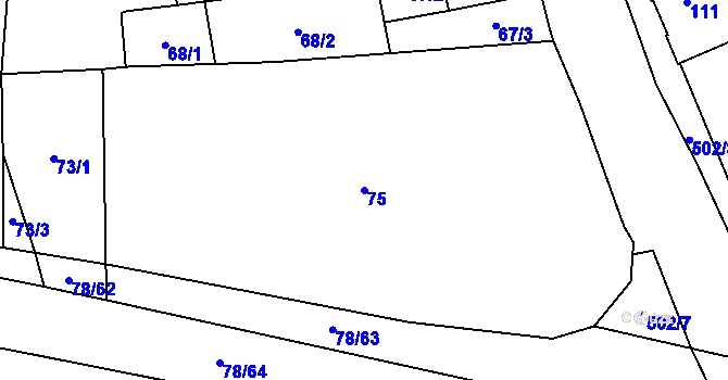 Parcela st. 75 v KÚ Vratimov, Katastrální mapa