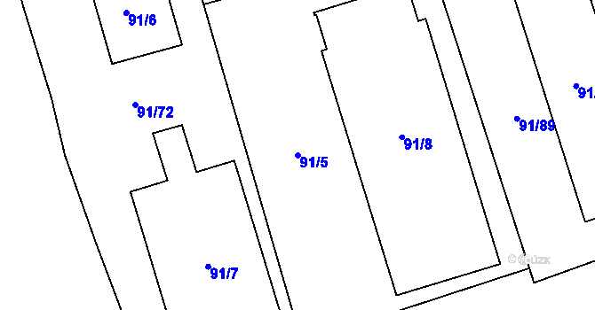 Parcela st. 91/5 v KÚ Vratimov, Katastrální mapa