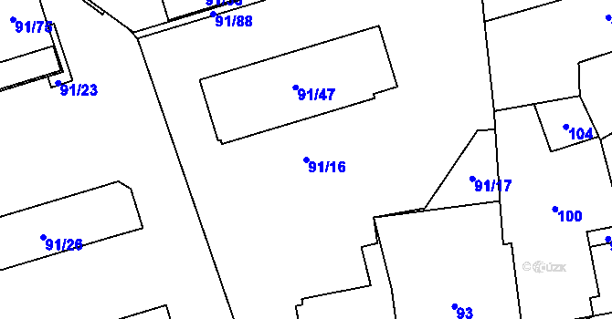 Parcela st. 91/16 v KÚ Vratimov, Katastrální mapa