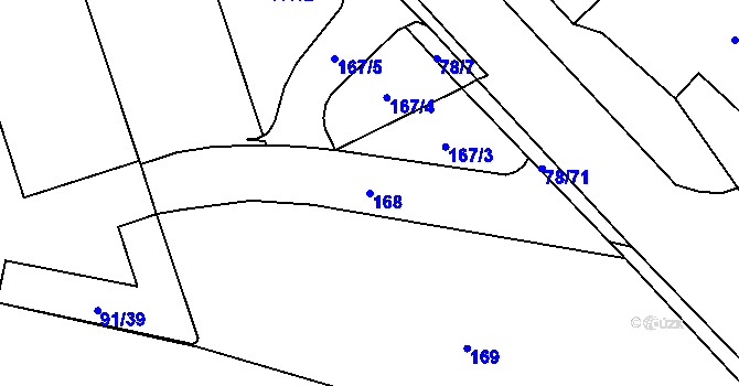Parcela st. 168 v KÚ Vratimov, Katastrální mapa