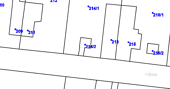 Parcela st. 214/2 v KÚ Vratimov, Katastrální mapa