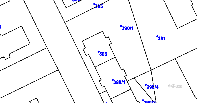 Parcela st. 389 v KÚ Vratimov, Katastrální mapa