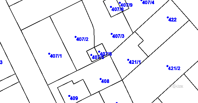 Parcela st. 407/6 v KÚ Vratimov, Katastrální mapa