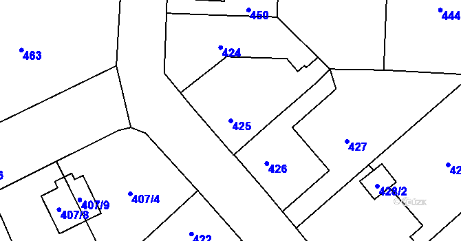 Parcela st. 425 v KÚ Vratimov, Katastrální mapa