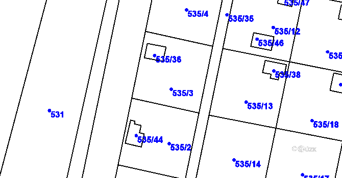 Parcela st. 535/3 v KÚ Vratimov, Katastrální mapa