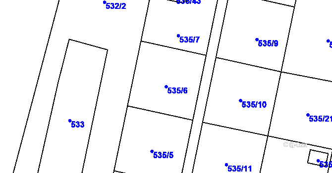 Parcela st. 535/6 v KÚ Vratimov, Katastrální mapa