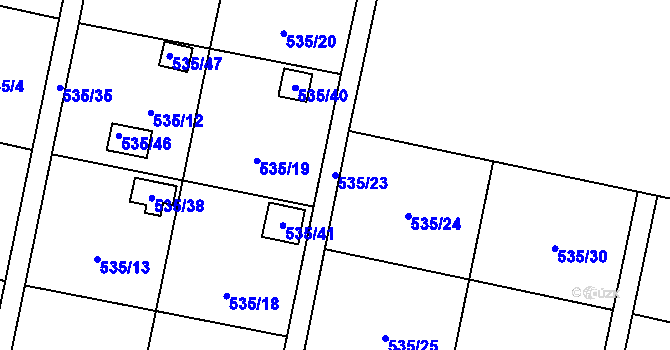 Parcela st. 535/23 v KÚ Vratimov, Katastrální mapa