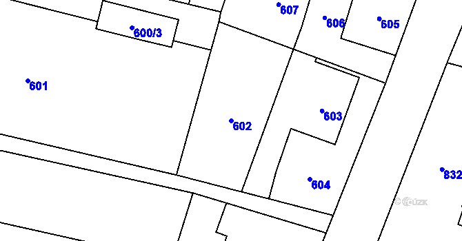 Parcela st. 602 v KÚ Vratimov, Katastrální mapa