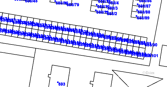 Parcela st. 688/111 v KÚ Vratimov, Katastrální mapa