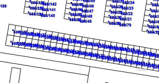 Parcela st. 688/131 v KÚ Vratimov, Katastrální mapa