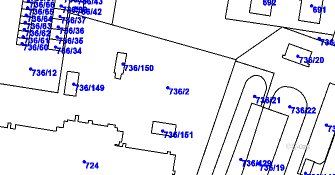 Parcela st. 736/2 v KÚ Vratimov, Katastrální mapa