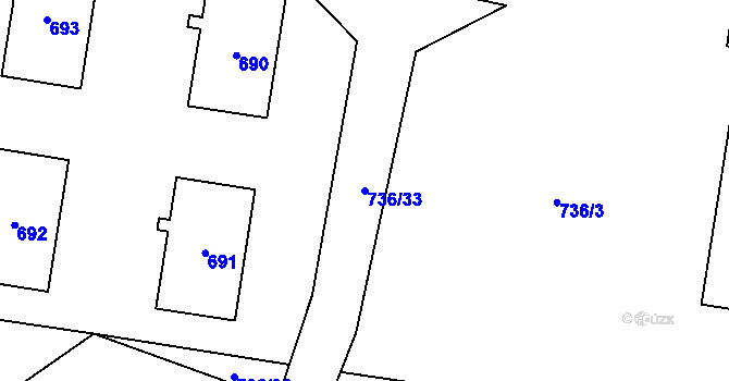 Parcela st. 736/33 v KÚ Vratimov, Katastrální mapa