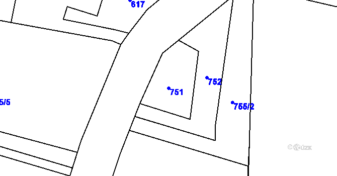 Parcela st. 751 v KÚ Vratimov, Katastrální mapa