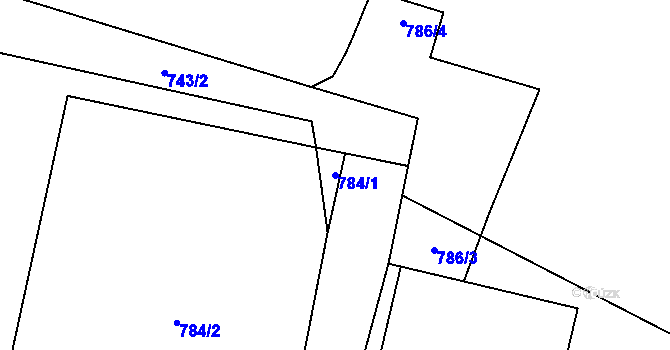 Parcela st. 784/1 v KÚ Vratimov, Katastrální mapa