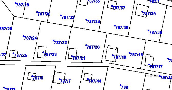 Parcela st. 787/20 v KÚ Vratimov, Katastrální mapa