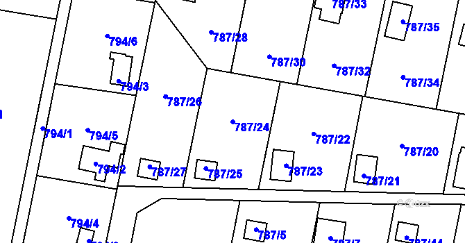 Parcela st. 787/24 v KÚ Vratimov, Katastrální mapa