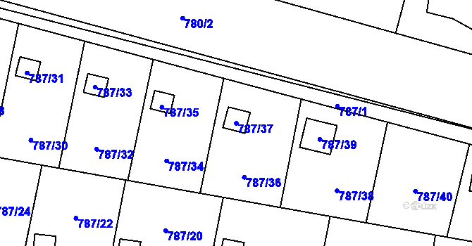 Parcela st. 787/37 v KÚ Vratimov, Katastrální mapa
