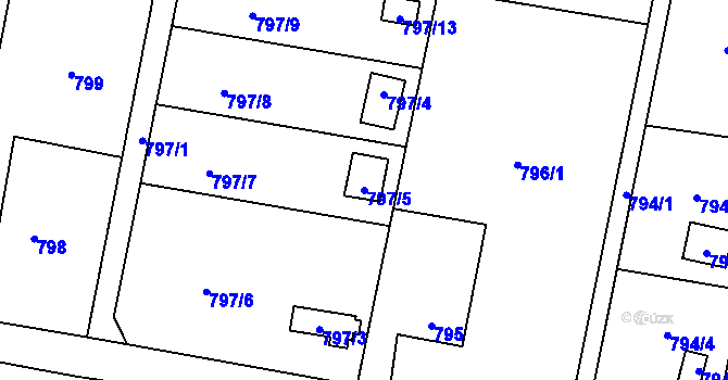 Parcela st. 797/5 v KÚ Vratimov, Katastrální mapa