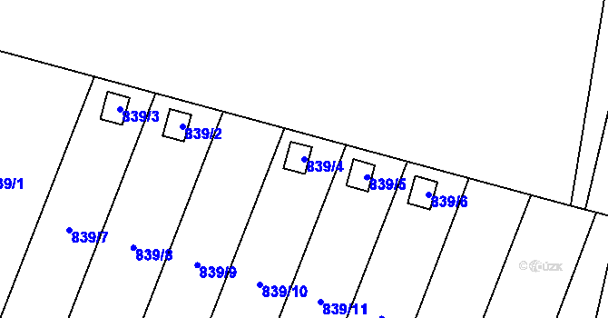 Parcela st. 839/4 v KÚ Vratimov, Katastrální mapa