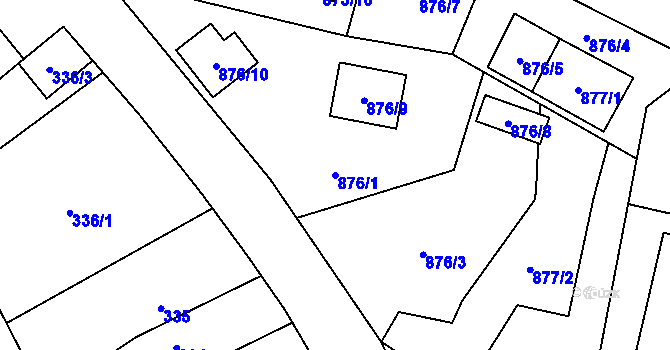 Parcela st. 876/1 v KÚ Vratimov, Katastrální mapa