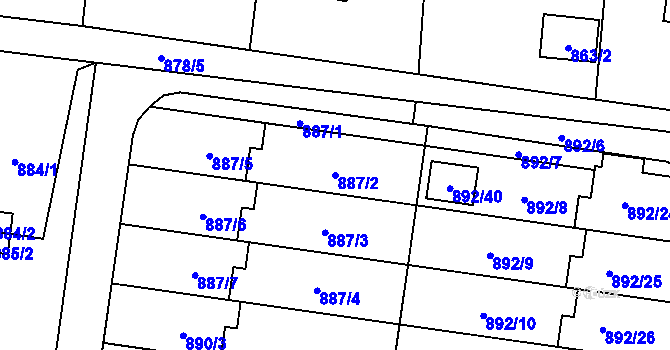 Parcela st. 887/2 v KÚ Vratimov, Katastrální mapa
