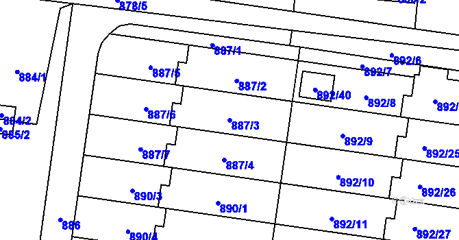 Parcela st. 887/3 v KÚ Vratimov, Katastrální mapa