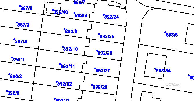Parcela st. 892/26 v KÚ Vratimov, Katastrální mapa